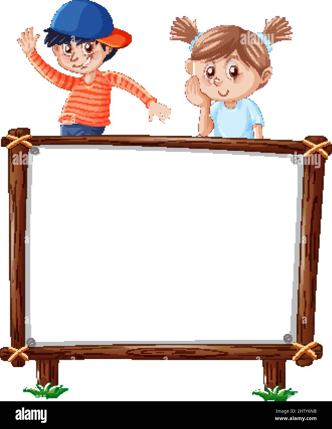 Board template with happy kids illustration Stock Vector Image & Art ...