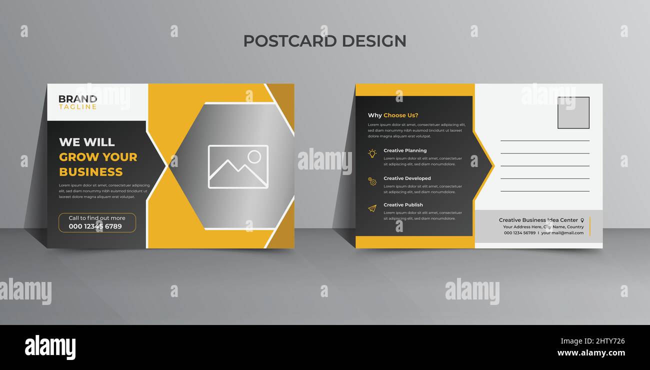 Minimal and creative business postcard template design, business