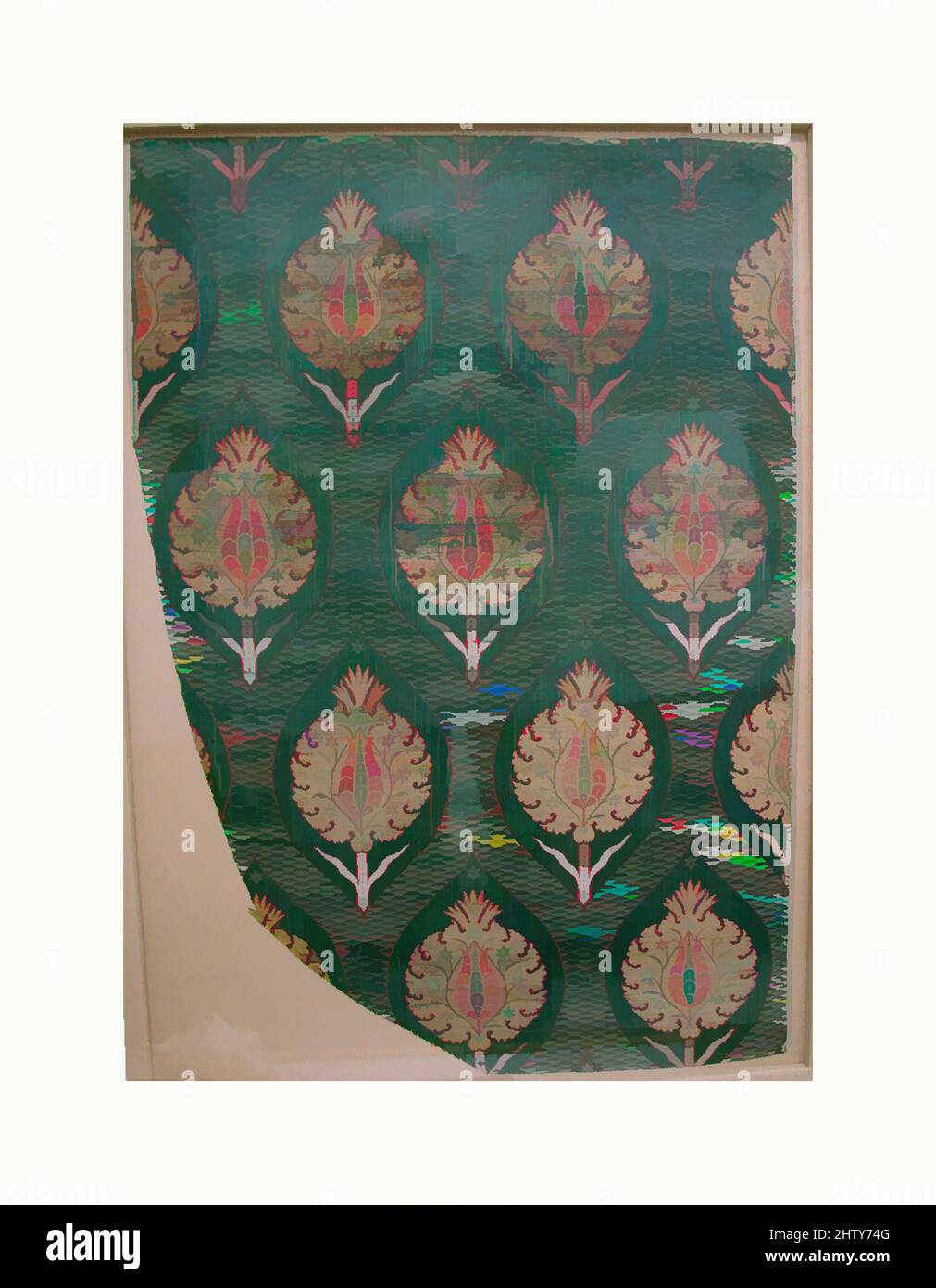 Art inspired by Fragment, 16th century, Attributed to Turkey, Silk, metal wrapped thread; lampas (kemha), Textile: H. 56 1/2 in. (143.5 cm), Textiles, Classic works modernized by Artotop with a splash of modernity. Shapes, color and value, eye-catching visual impact on art. Emotions through freedom of artworks in a contemporary way. A timeless message pursuing a wildly creative new direction. Artists turning to the digital medium and creating the Artotop NFT Stock Photo