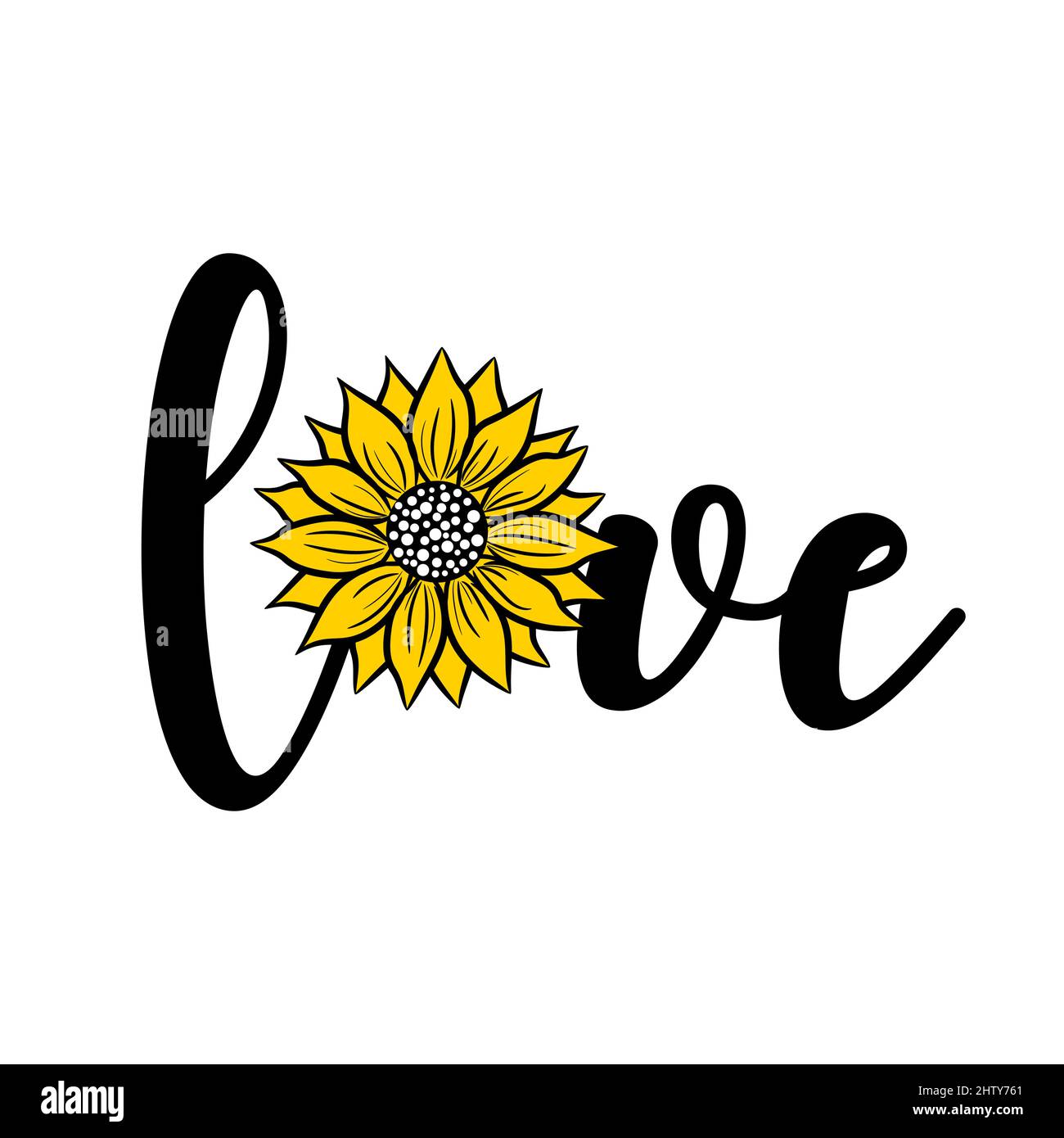 Sunflower Love decorative word letters vector Illustration. Floral decor  for print Stock Vector Image & Art - Alamy