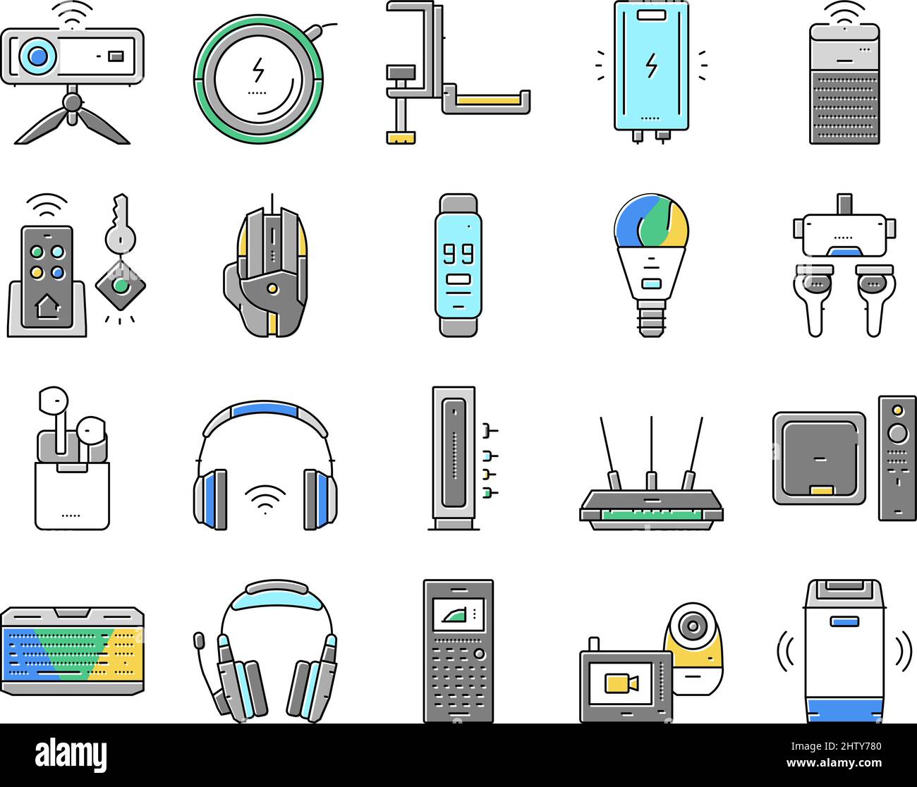 Electronics Digital Technology Icons Set Vector Stock Vector Image ...