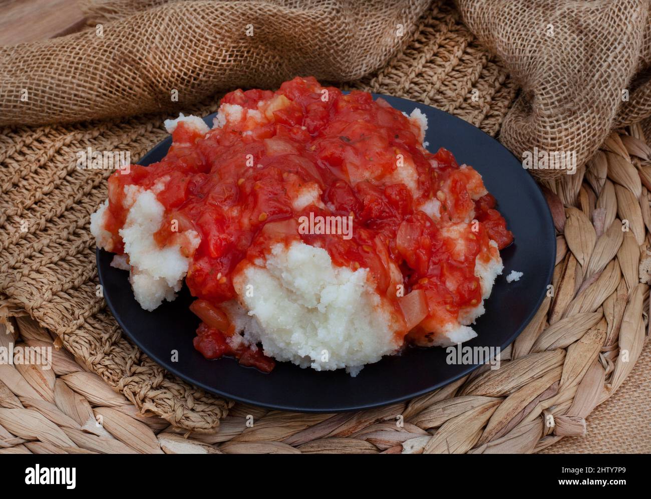 Traditional South African Pap And Sous Maize Meal With Tomato And traditional-south-african-pap-and-sous-maize-meal-with-tomato-and