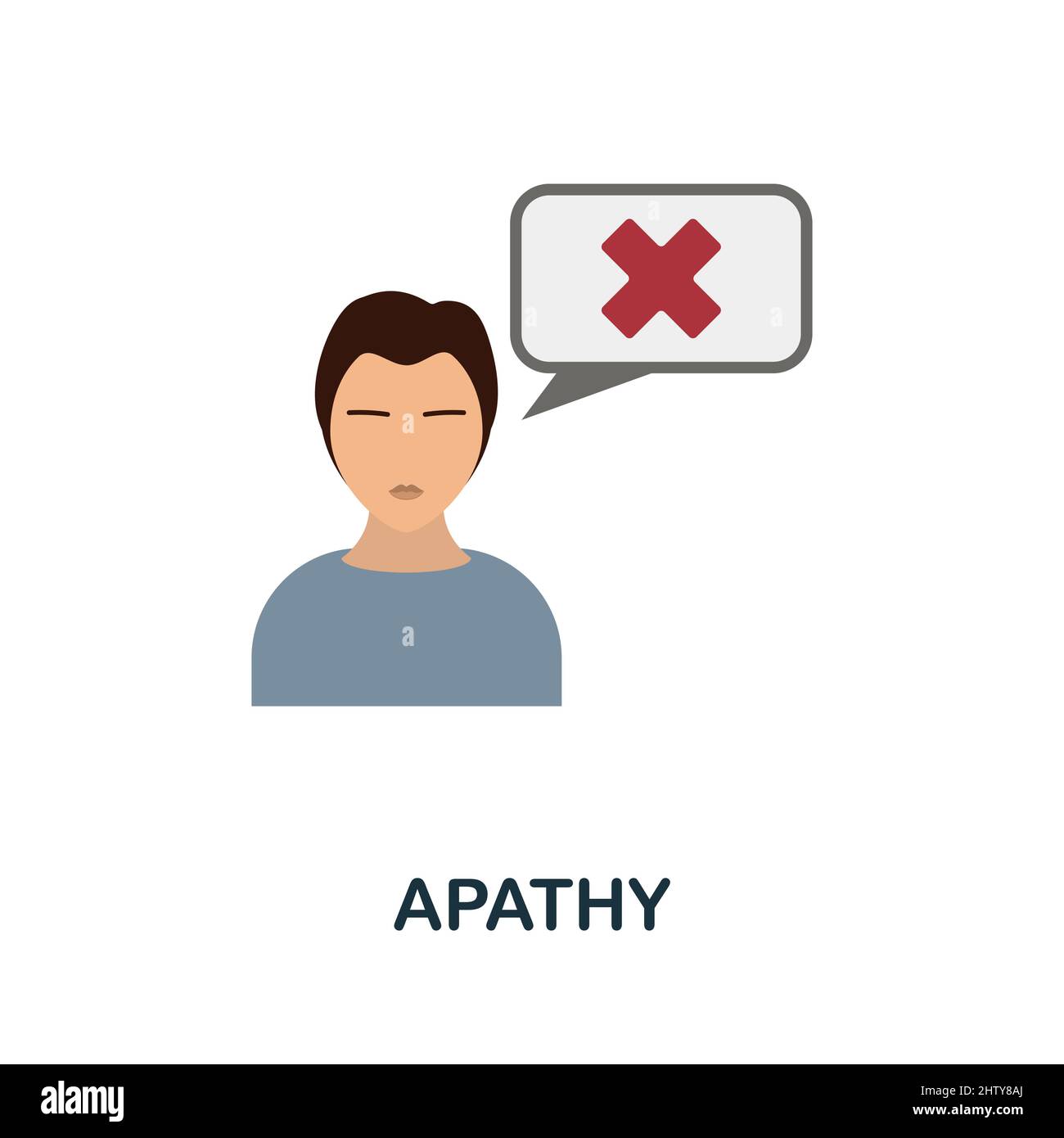 Apathy flat icon. Colored element sign from psychological disorders collection. Flat Apathy icon sign for web design, infographics and more. Stock Vector