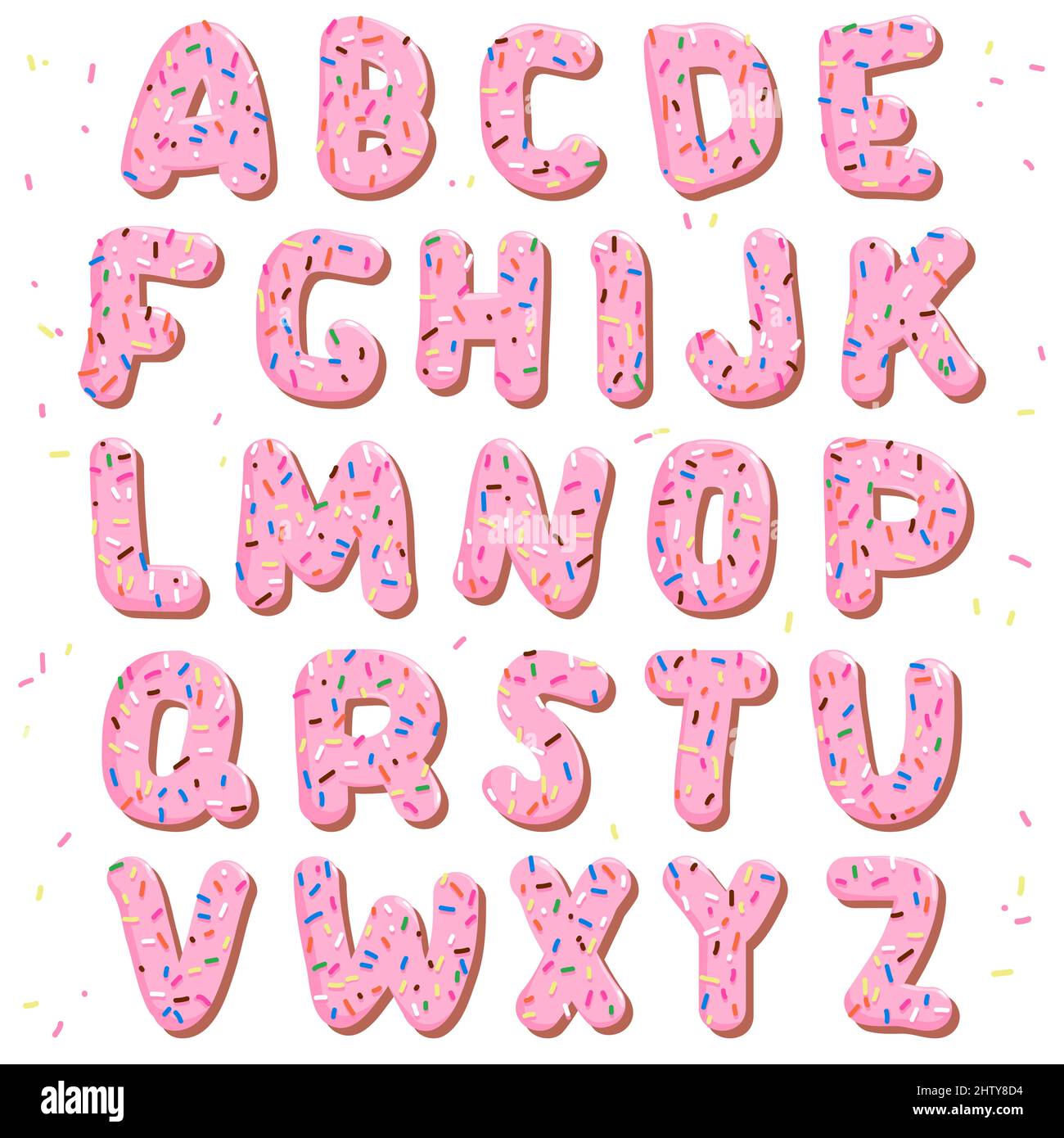 Pink Cake Alphabet With Colorful Sprinkles Stock Photo - Alamy