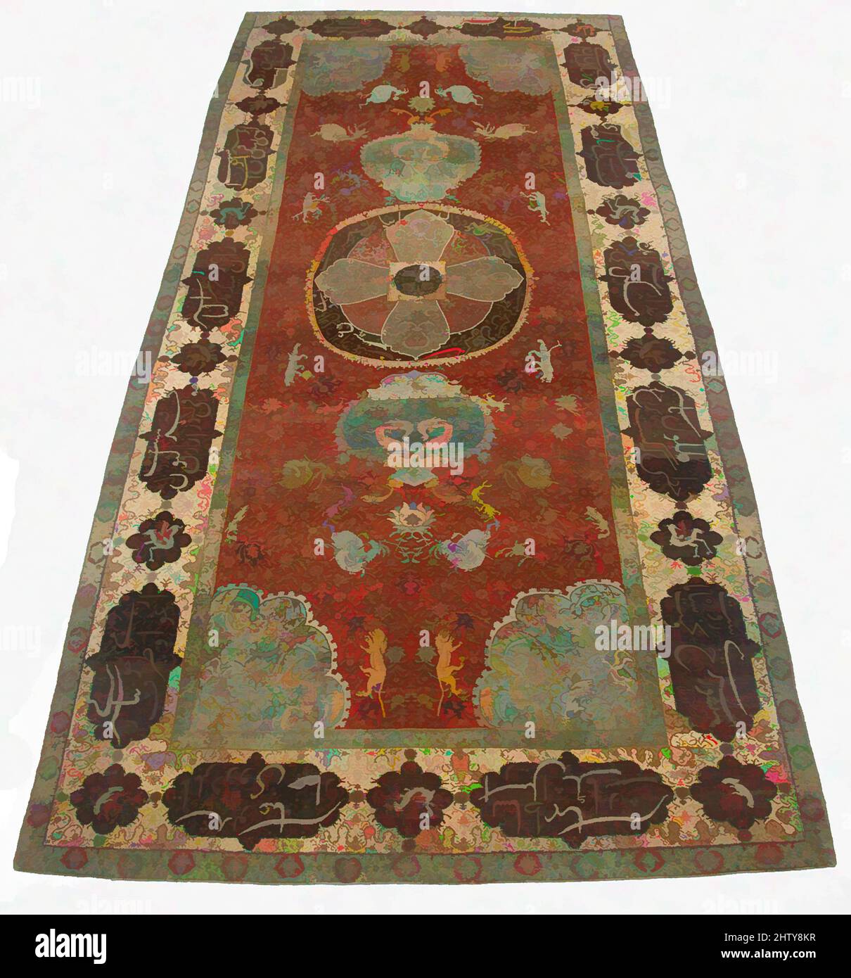 Silk Kashan Carpet. Dimensions: Mount Dimensions: L. 105 1/2 in. (268 cm)  W. 76 1/2 in. (194.3 cm) Weight in mount: 555 lbs (251.7 kg). Date: second  half 16th century. This carpet