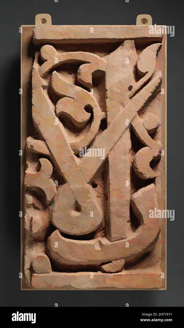 Art inspired by Fragment of a Frieze, 11th century, Excavated in Iran, Nishapur, Terracotta; carved, painted, H. 22 1/16 in. (56 cm), Sculpture, This panel is believed to have formed a large frieze along the entrance to a prayer hall that served a densely populated residential, Classic works modernized by Artotop with a splash of modernity. Shapes, color and value, eye-catching visual impact on art. Emotions through freedom of artworks in a contemporary way. A timeless message pursuing a wildly creative new direction. Artists turning to the digital medium and creating the Artotop NFT Stock Photo
