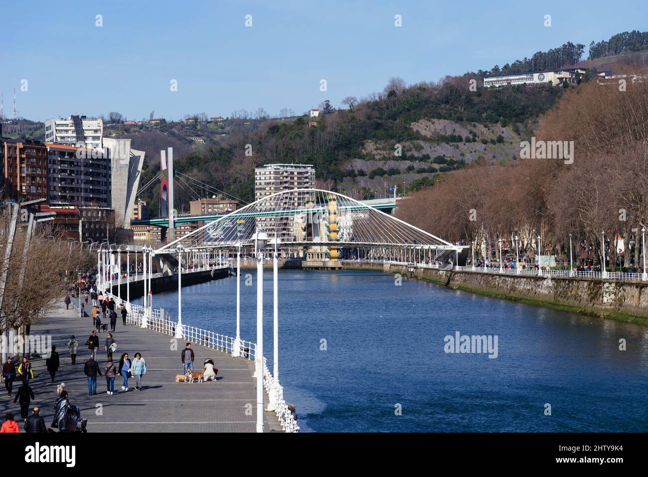 Bilbao, Spain - February 13, 2022: View of the promenade along the ...