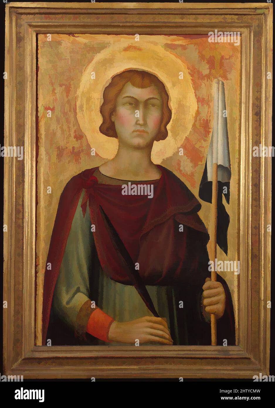 Art inspired by Saint Ansanus, ca. 1326, Tempera on wood, gold ground, Overall 22 5/8 x 15 in. (57.5 x 38.1 cm); painted surface 22 1/2 x 14 1/2 in. (57.2 x 36.8 cm), Paintings, Simone Martini (Italian, Siena, active by 1315–died 1344 Avignon), This panel, together with a related work, Classic works modernized by Artotop with a splash of modernity. Shapes, color and value, eye-catching visual impact on art. Emotions through freedom of artworks in a contemporary way. A timeless message pursuing a wildly creative new direction. Artists turning to the digital medium and creating the Artotop NFT Stock Photo