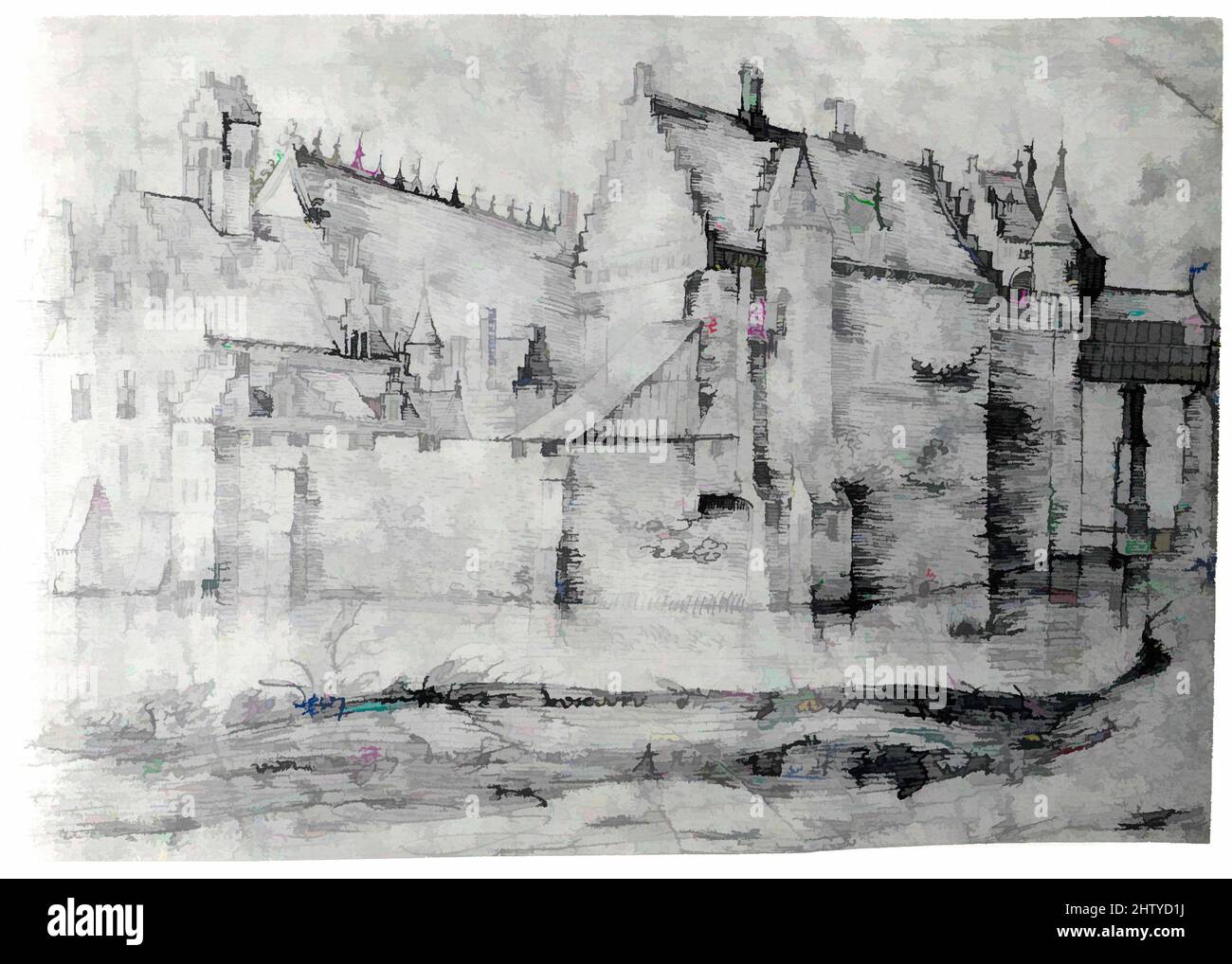 Art inspired by Tervueren Castle, ca. 1604–05, Flemish, Pen and brown ink, brush and brown ink, over traces of black chalk., 5 1/4 x 7 7/8 in. (13.3 x 20 cm), Drawings, Flanders (1604, Classic works modernized by Artotop with a splash of modernity. Shapes, color and value, eye-catching visual impact on art. Emotions through freedom of artworks in a contemporary way. A timeless message pursuing a wildly creative new direction. Artists turning to the digital medium and creating the Artotop NFT Stock Photo
