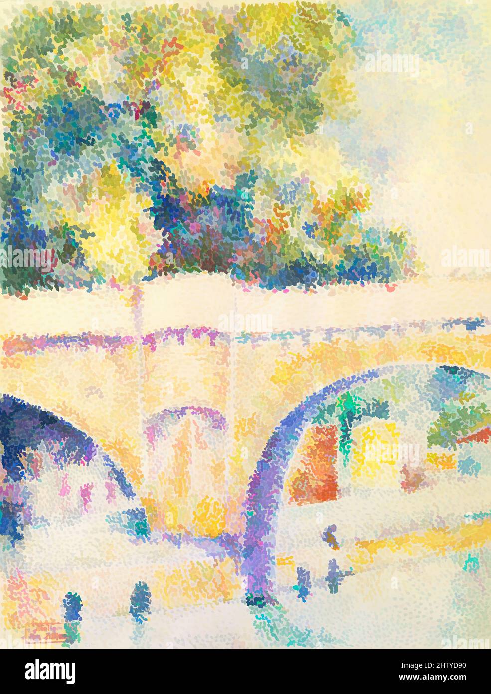 Art inspired by Le Pont Neuf, ca. 1912–14, Watercolor and gouache on cream wove paper, upper edge torn from notebook, 9 13/16 x 7 1/2 in. (25 x 19 cm), Drawings, Hippolyte Petitjean (French, Mâcon 1854–1929 Paris), Hippolyte Petitjean mastered to perfection the Neo-Impressionist, Classic works modernized by Artotop with a splash of modernity. Shapes, color and value, eye-catching visual impact on art. Emotions through freedom of artworks in a contemporary way. A timeless message pursuing a wildly creative new direction. Artists turning to the digital medium and creating the Artotop NFT Stock Photo