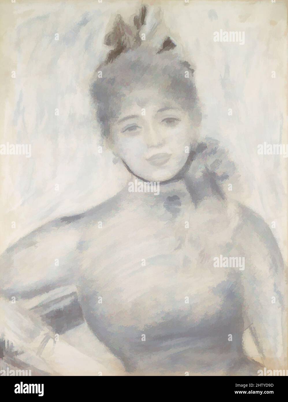 Art inspired by Portrait of Séverine, 1885–87, Charcoal and unfixed pastel on paper, 23 1/2 x 18 1/4 in. (59.7 x 46.4 cm), Drawings, Auguste Renoir (French, Limoges 1841–1919 Cagnes-sur-Mer), Caroline Rémy, known by her pen name “Séverine,” was one of the first French women journalists, Classic works modernized by Artotop with a splash of modernity. Shapes, color and value, eye-catching visual impact on art. Emotions through freedom of artworks in a contemporary way. A timeless message pursuing a wildly creative new direction. Artists turning to the digital medium and creating the Artotop NFT Stock Photo