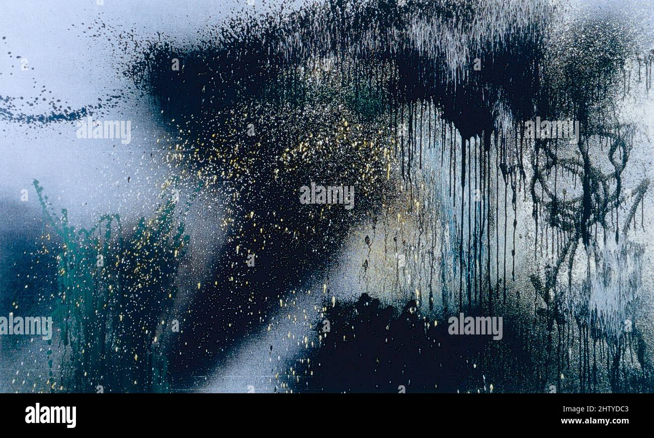 Artwork by German-French painter Hans Hartung, 1989 Stock Photo