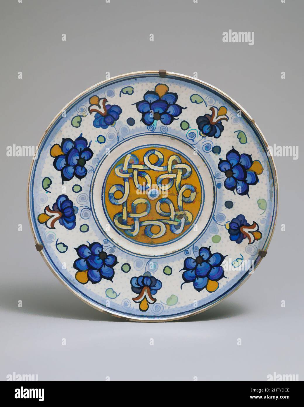 Art inspired by Maiolica: Plate (tagliere), ca. 1500, Italian (Tuscany?), Maiolica (tin-glazed earthenware), Diameter: 23.3cm (9 3/16 in.), Ceramics-Pottery, Classic works modernized by Artotop with a splash of modernity. Shapes, color and value, eye-catching visual impact on art. Emotions through freedom of artworks in a contemporary way. A timeless message pursuing a wildly creative new direction. Artists turning to the digital medium and creating the Artotop NFT Stock Photo
