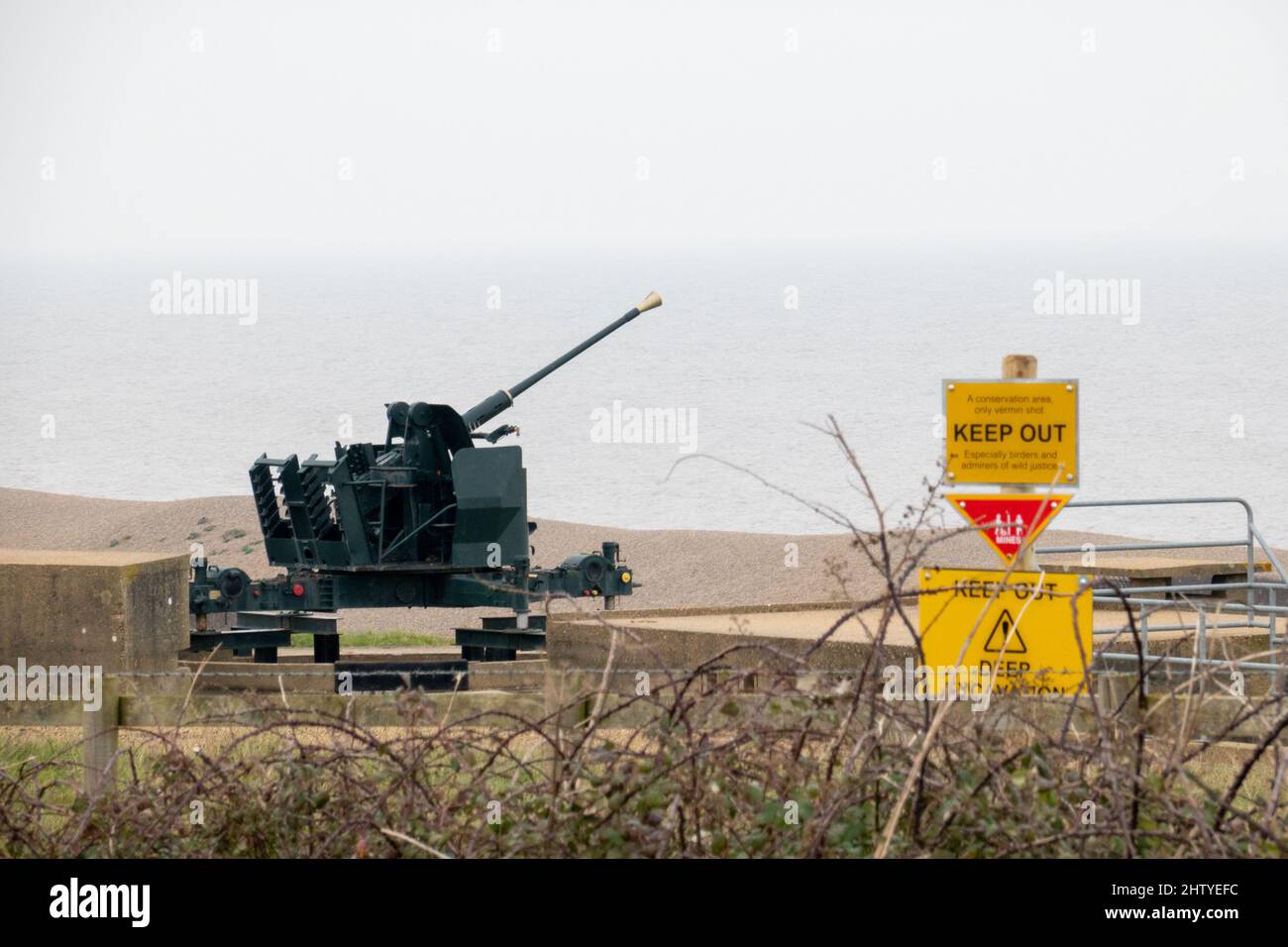 anti-aircraft artillery Guns, Muckleburgh, Noroflk Stock Photo