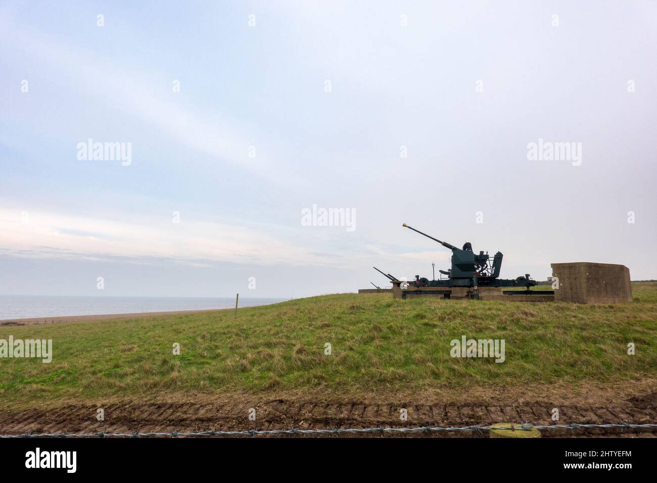 anti-aircraft artillery Guns, Muckleburgh, Noroflk Stock Photo