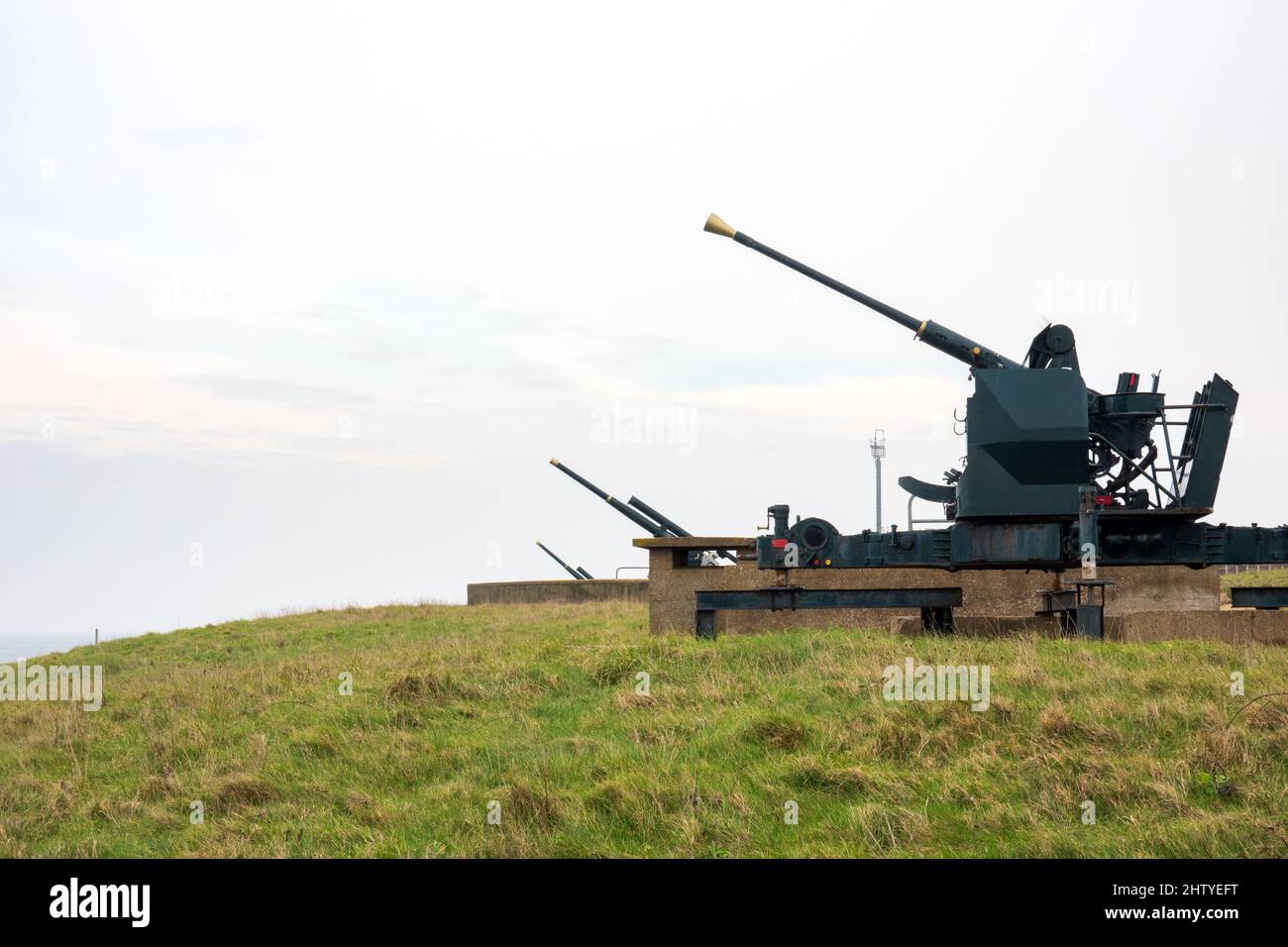 anti-aircraft artillery Guns, Muckleburgh, Noroflk Stock Photo