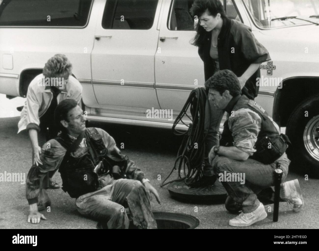 American actor Joseph Bologna (left), Woody Brown, Dee Wallace Stone, and Holly Gagnier in the