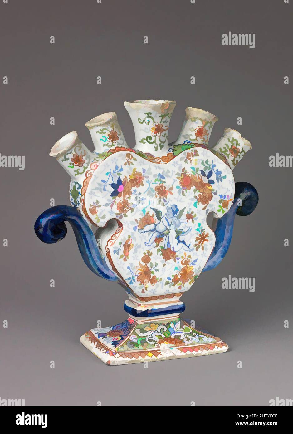 Art inspired by Tulip Vase, ca. 1700–1720, Dutch (Delft), Tin-glazed earthenware, H. 20.6 cm, Ceramics, Classic works modernized by Artotop with a splash of modernity. Shapes, color and value, eye-catching visual impact on art. Emotions through freedom of artworks in a contemporary way. A timeless message pursuing a wildly creative new direction. Artists turning to the digital medium and creating the Artotop NFT Stock Photo