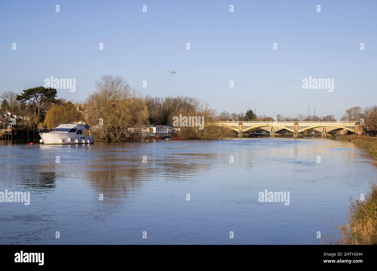 boats moored on the river thames at richmond  london Stock Photo