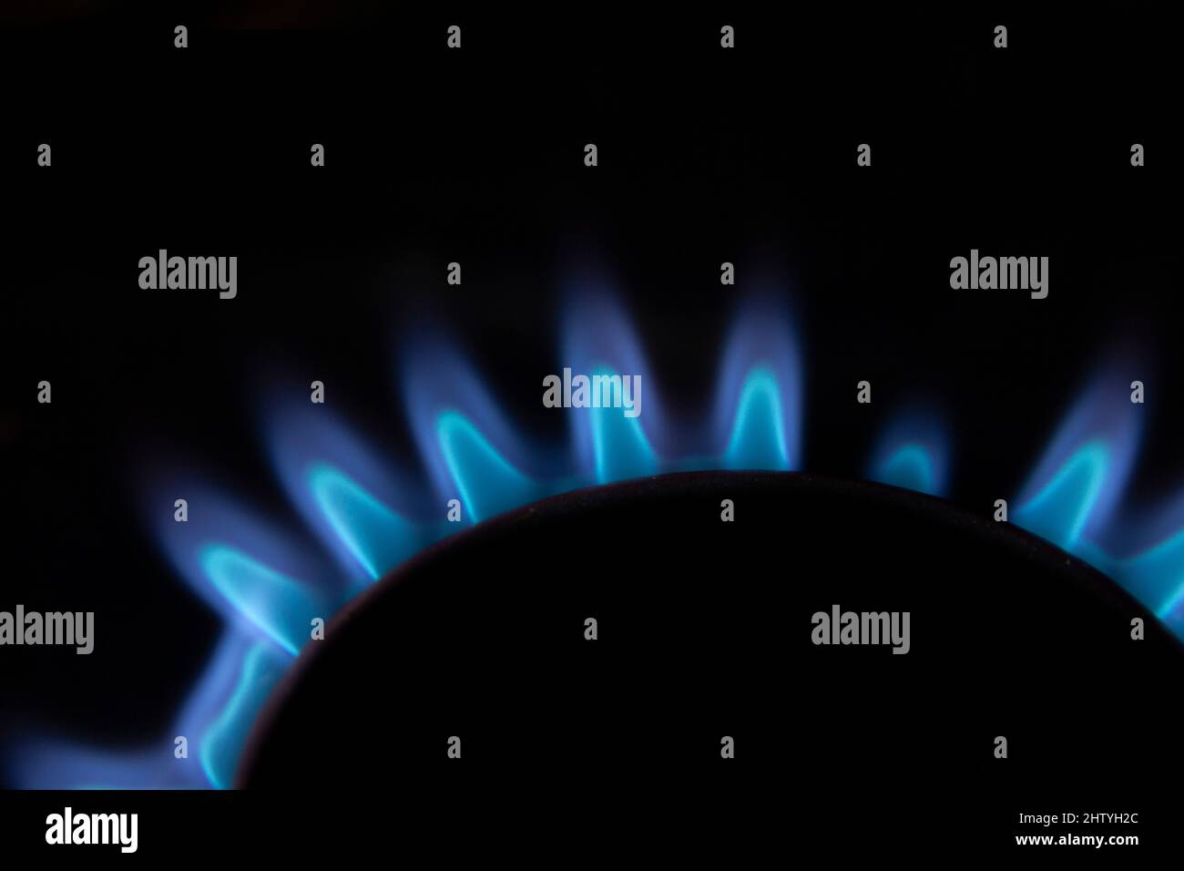 CloseUp Of Gas Stove Burner flames Stock Photo Alamy