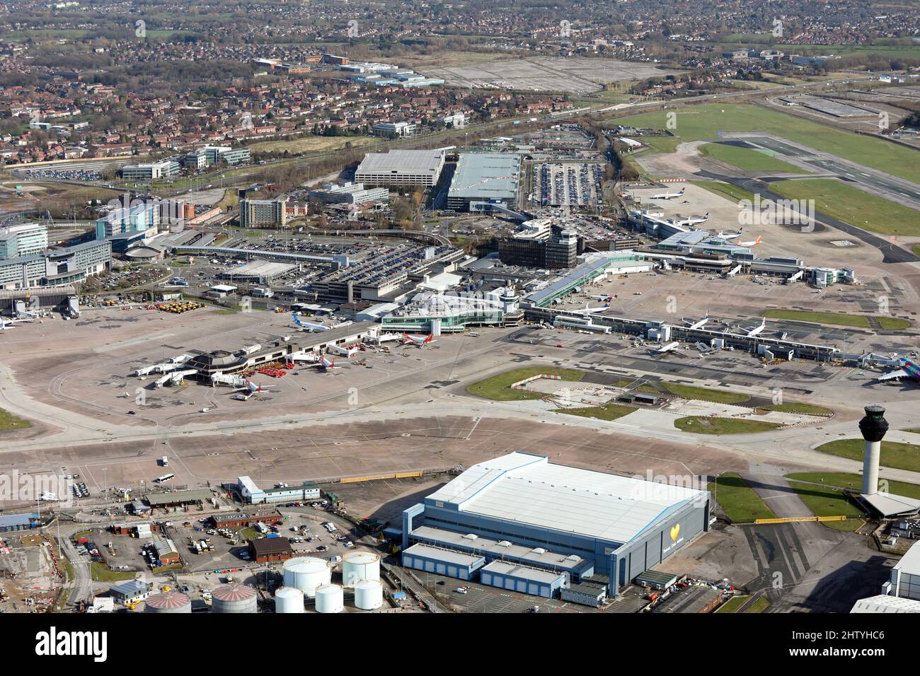 aerial view of Manchester International Airport Stock Photo - Alamy