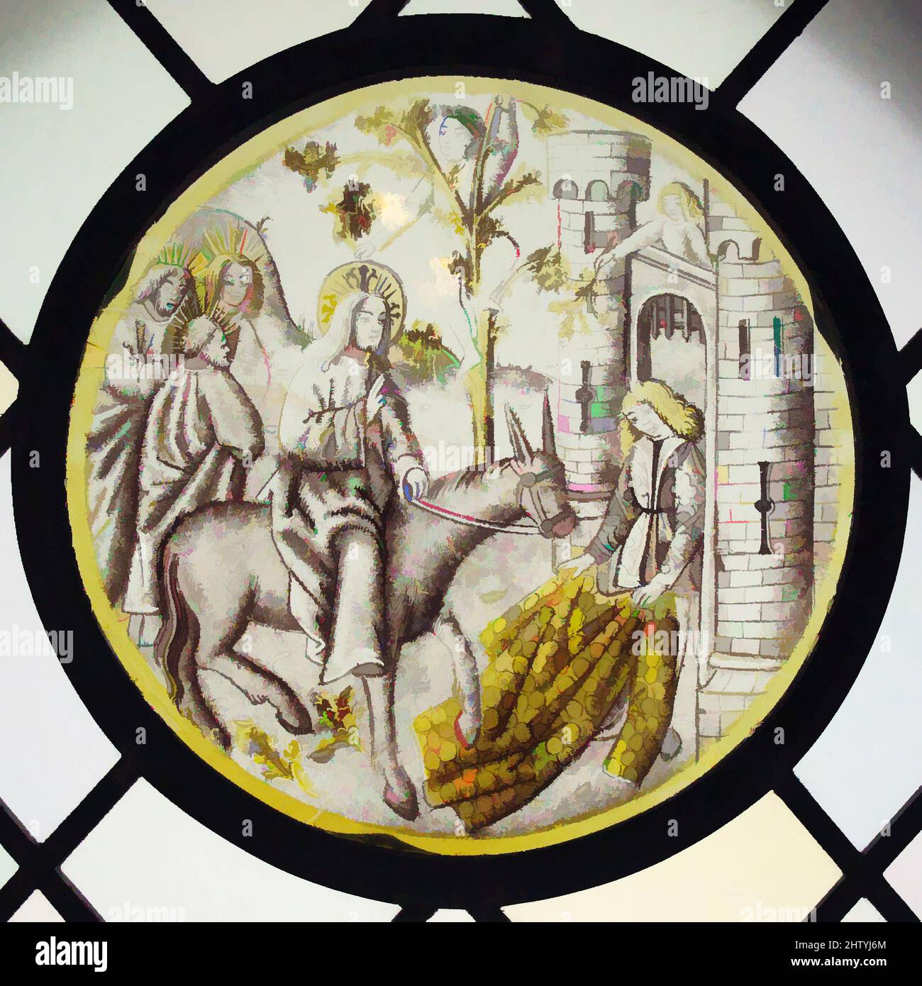 Art inspired by Roundel with Entry into Jerusalem, 15th century, German, Colorless glass