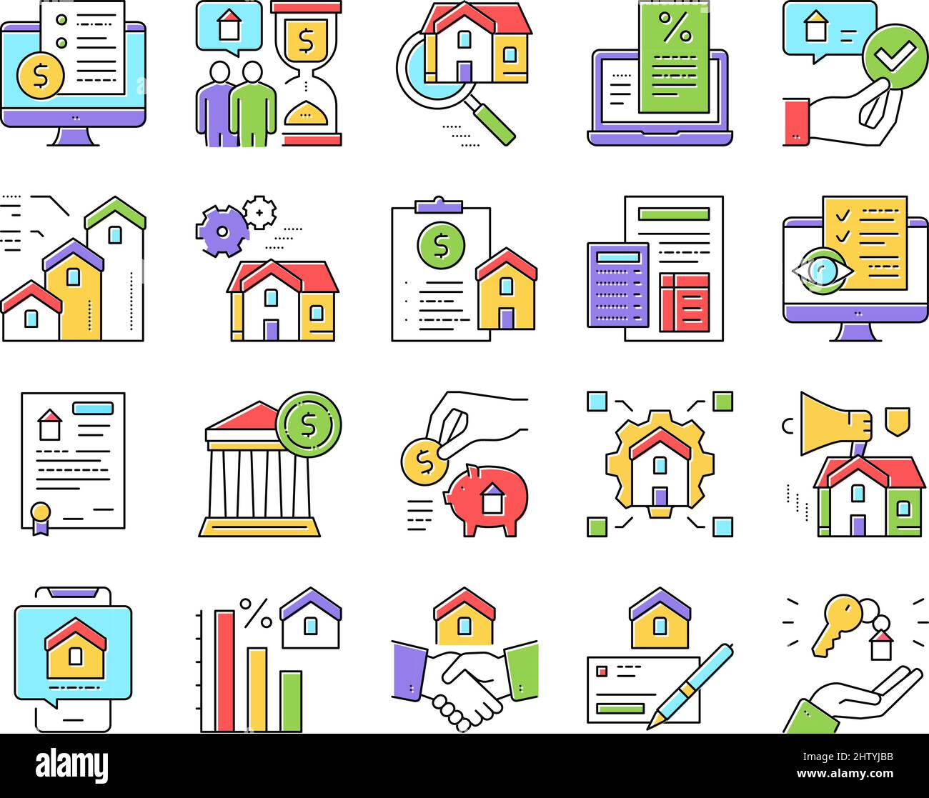 Mortgage Real Estate Collection Icons Set Vector Stock Vector Image ...