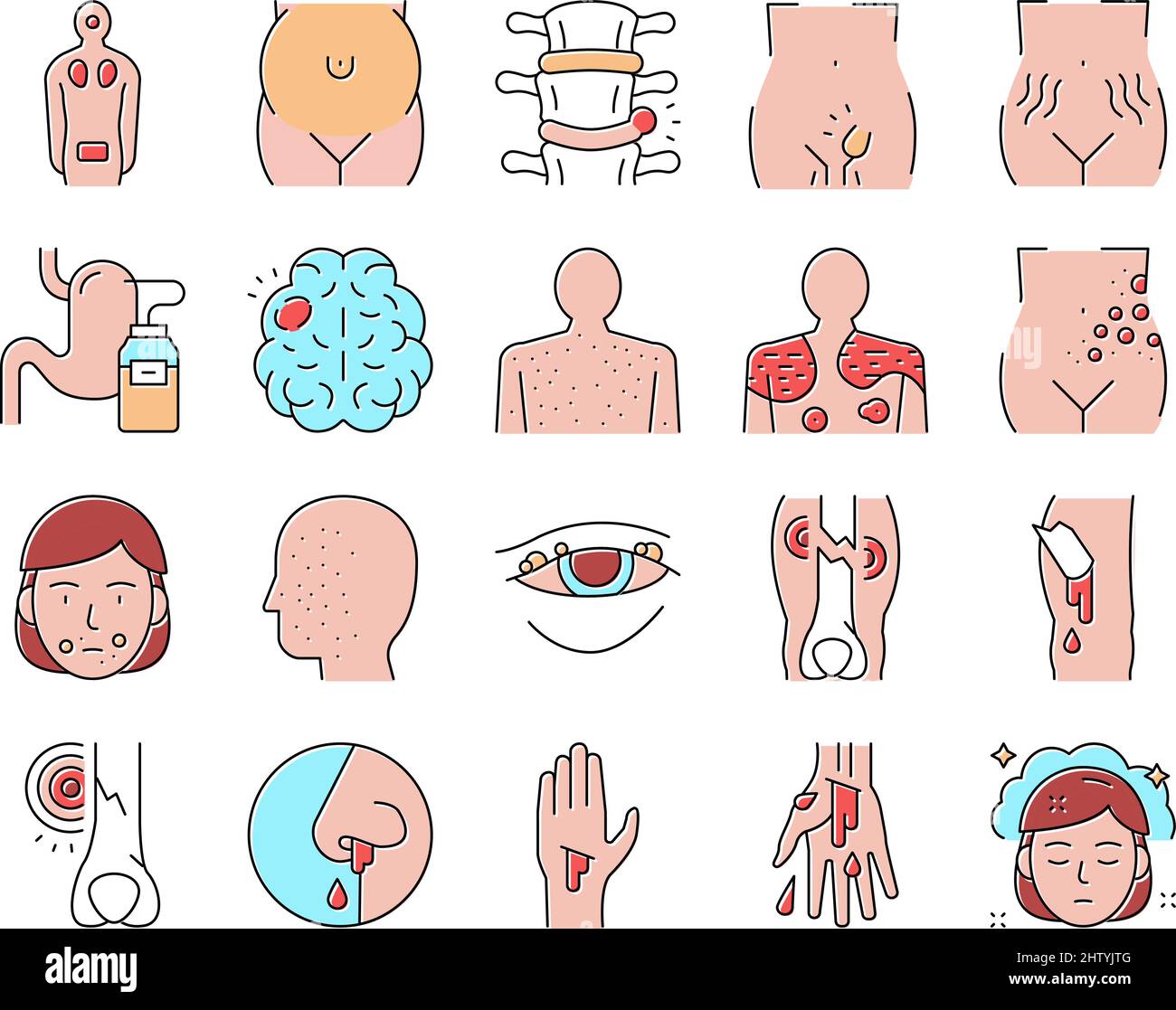 Disease Health Problem Collection Icons Set Vector Stock Vector Image ...