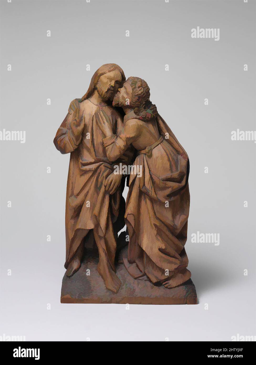 Art inspired by The Kiss of Judas, 16th century, Made in Lower Rhine, Germany, German, Oak, Overall: 10 5/16 x 6 1/4 x 2 9/16 in. (26.2 x 15.8 x 6.5 cm), Sculpture-Miniature-Wood, Classic works modernized by Artotop with a splash of modernity. Shapes, color and value, eye-catching visual impact on art. Emotions through freedom of artworks in a contemporary way. A timeless message pursuing a wildly creative new direction. Artists turning to the digital medium and creating the Artotop NFT Stock Photo