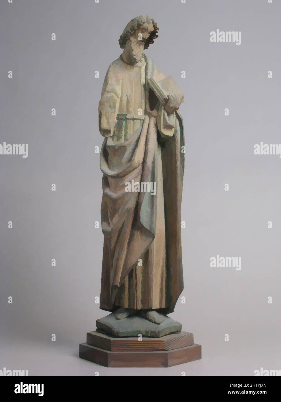 Art inspired by Saint Matthias (?), ca. 1500, North Netherlandish, Oak with traces of polychromy and gilding, Overall: 26 1/2 x 9 1/2 x 5 3/8in. (67.3 x 24.1 x 13.7cm), Sculpture-Wood, Classic works modernized by Artotop with a splash of modernity. Shapes, color and value, eye-catching visual impact on art. Emotions through freedom of artworks in a contemporary way. A timeless message pursuing a wildly creative new direction. Artists turning to the digital medium and creating the Artotop NFT Stock Photo