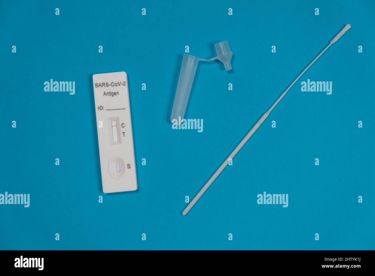 Antigen testing kit. Negative SARSCoV2 Rapid Antigen Test isolated on