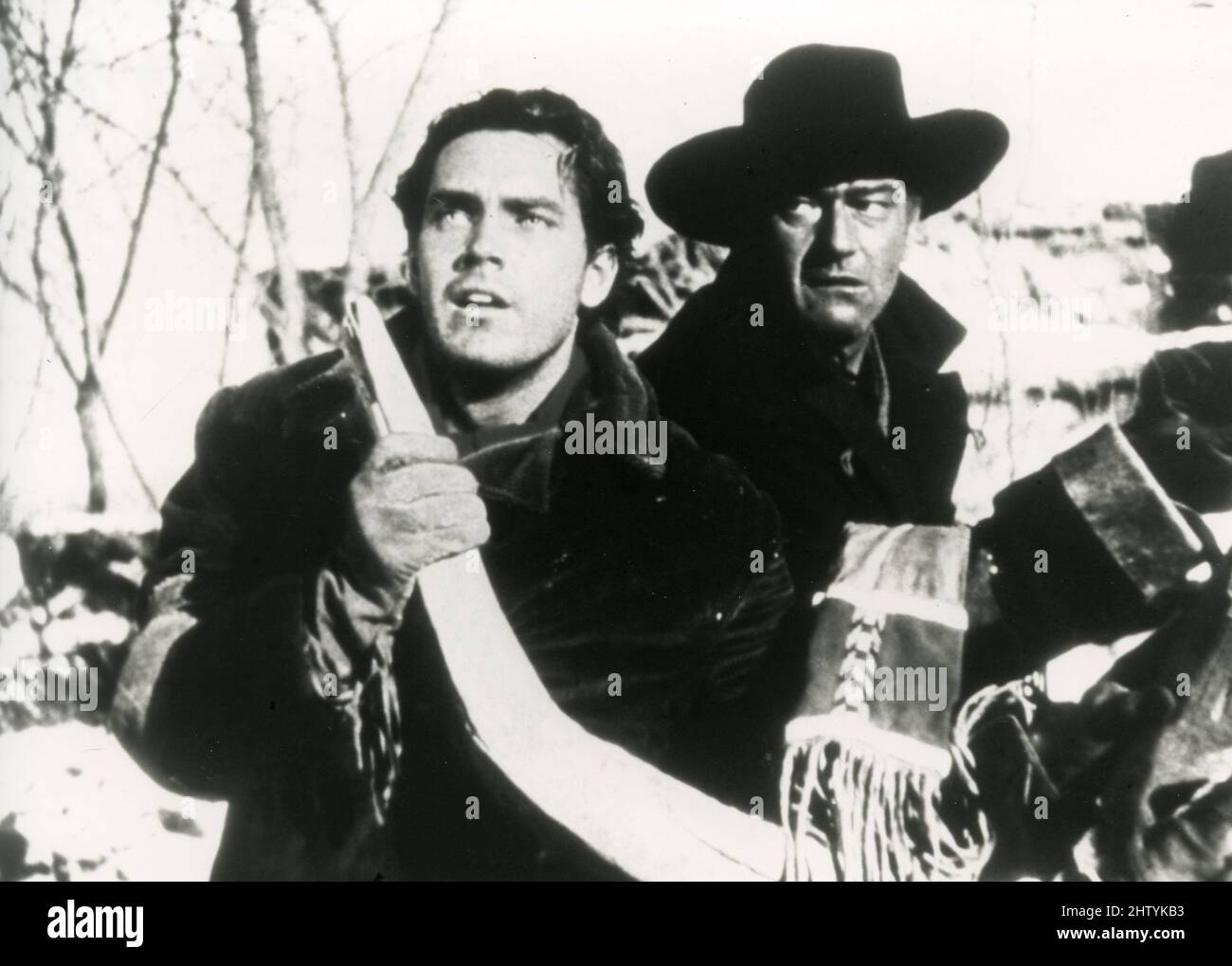 American actors Jeffrey Hunter and John Wayne in the movie The Searchers, USA 1956 Stock Photo
