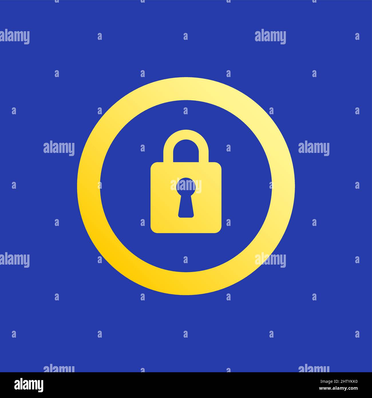 Locked Security Protection Flat Vector Icon On Blue Background Stock Vector