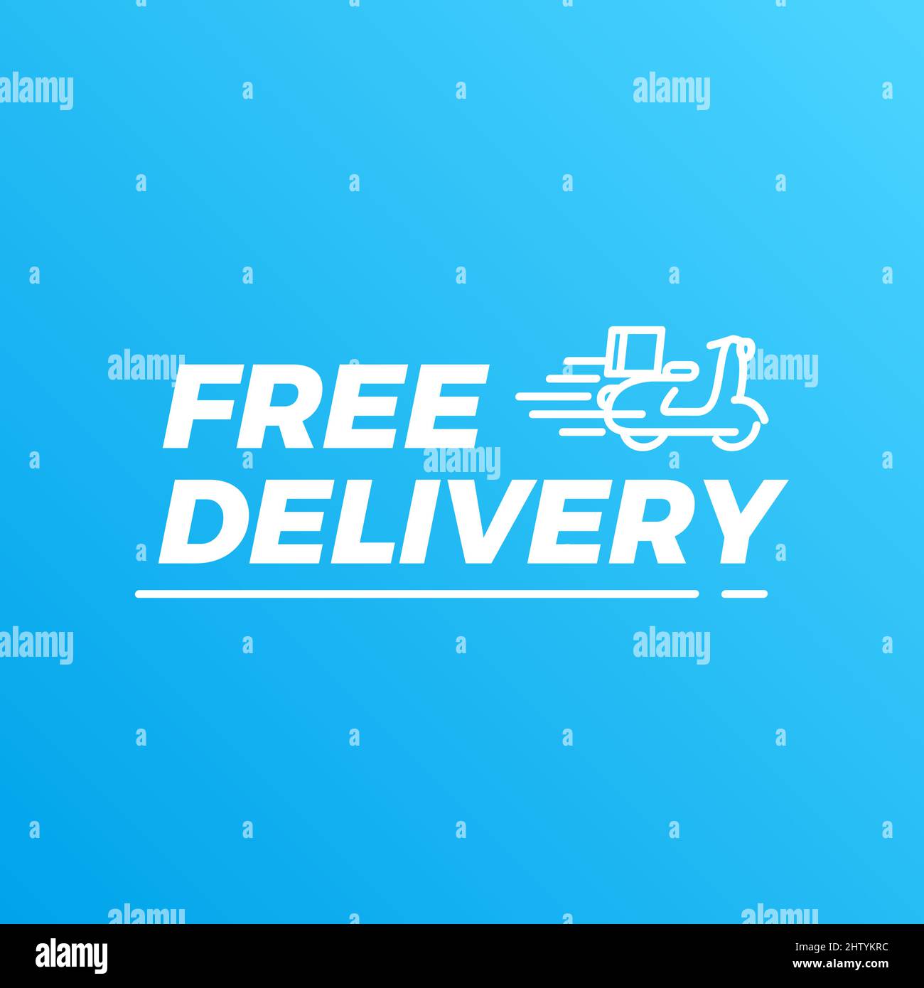 Free Delivery Scooter Vector Icon on Blue Background Stock Vector