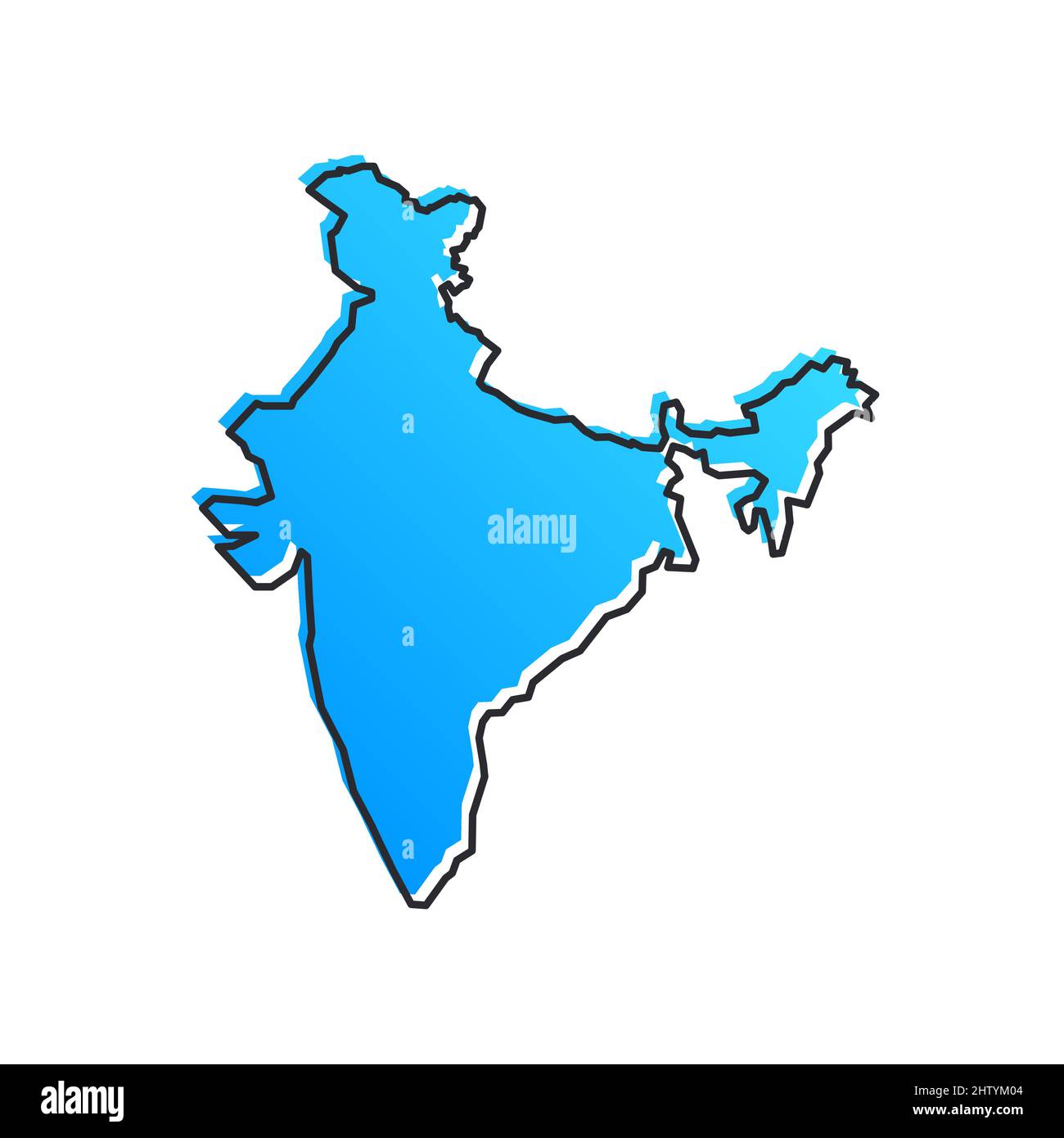 India Blue Stylised Vector Map Stock Vector