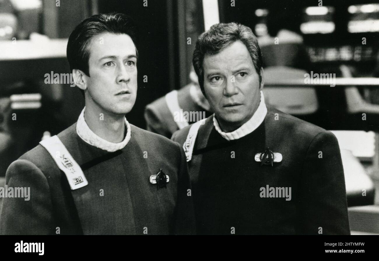 Actors William Shatner and Alan Ruck in the movie Star Trek Generations, USA 1994 Stock Photo
