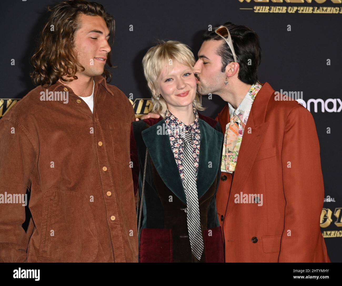 Los Angeles, USA. 02nd Mar, 2022. LOS ANGELES, USA. March 02, 2022: Leo  Reilly, Julia Marie & Arlo Reilly at the premiere for HBO's "Winning Time:  The Rise of the Lakers Dynasty"