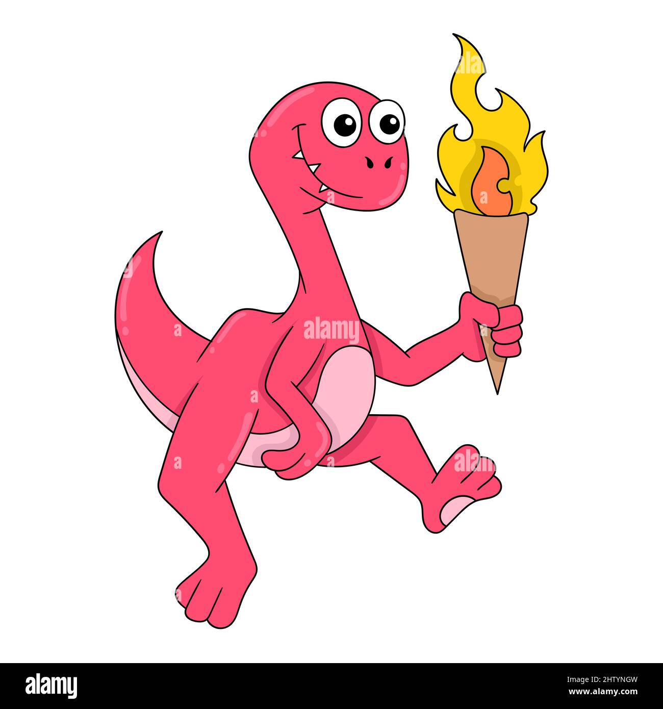 walking dinosaur carrying fire torch Stock Vector Image & Art - Alamy