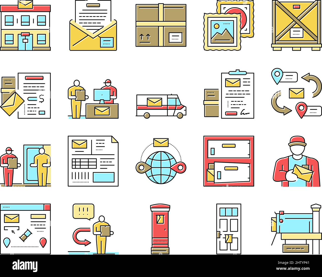Post Office Delivery Service Icons Set Vector Stock Vector Image & Art ...