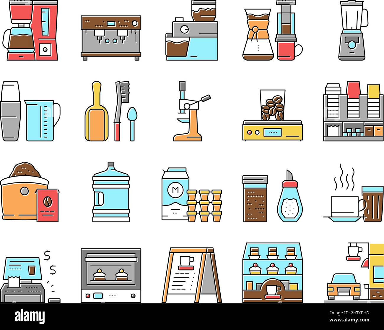 Coffee Shop Equipment Collection Icons Set Vector Stock Vector Image ...