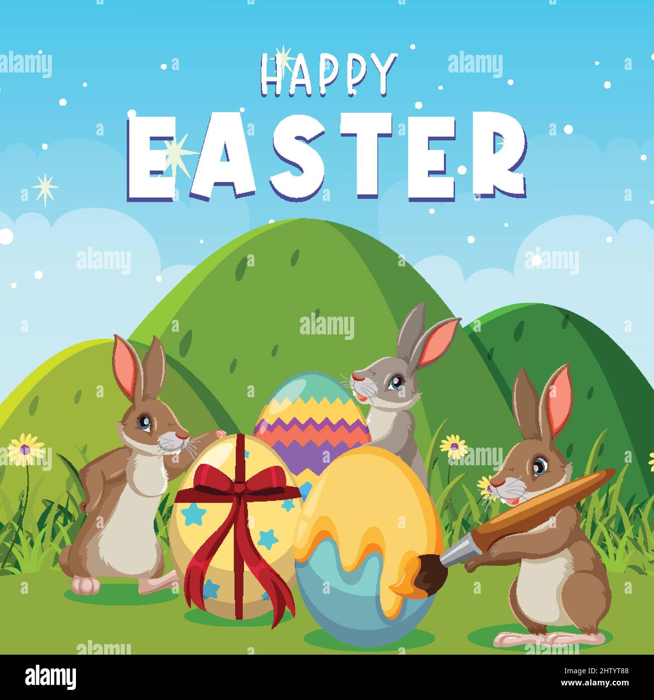 Happy Easter design with bunny and egg illustration Stock Vector Image ...
