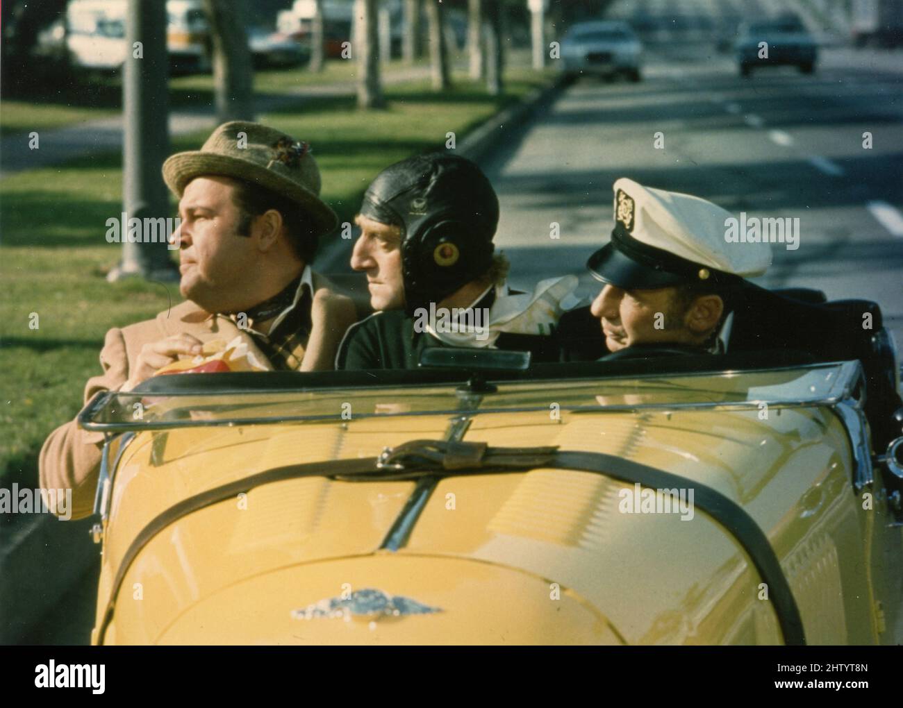 Actors Mel Brooks, Marty Feldman, and Dom DeLuise in the movie Silent Movie, USA 1976 Stock Photo