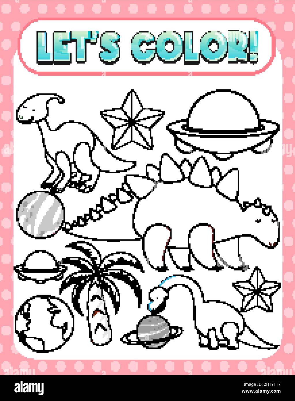 Worksheets template with Let's color!! text illustration Stock Vector ...