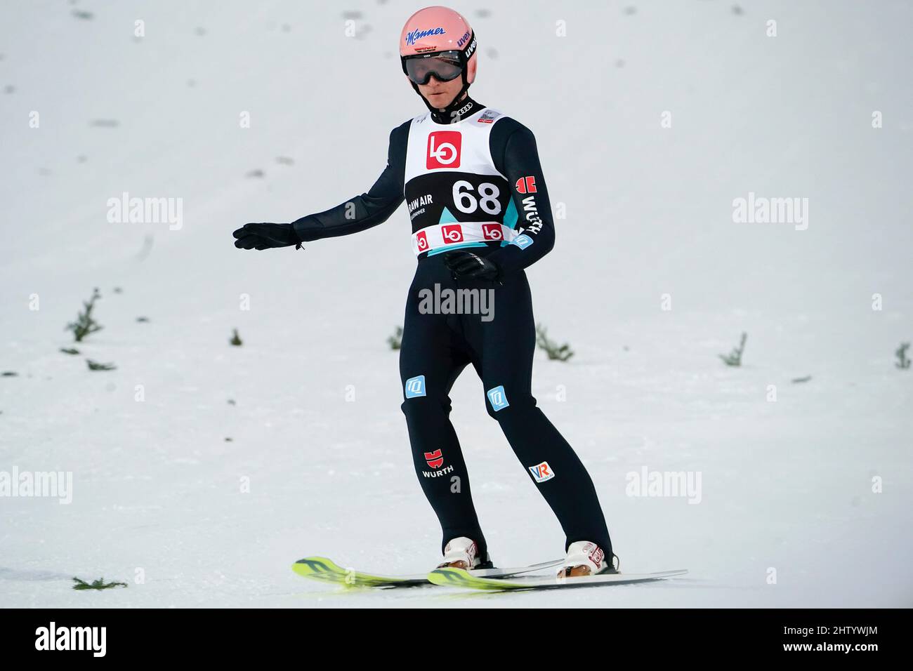 Lillehammer 20220302.German Karl Geiger in qualifying for Thursday's race in Raw Air in Lillehammer. Photo: Terje Bendiksby / NTB Stock Photo