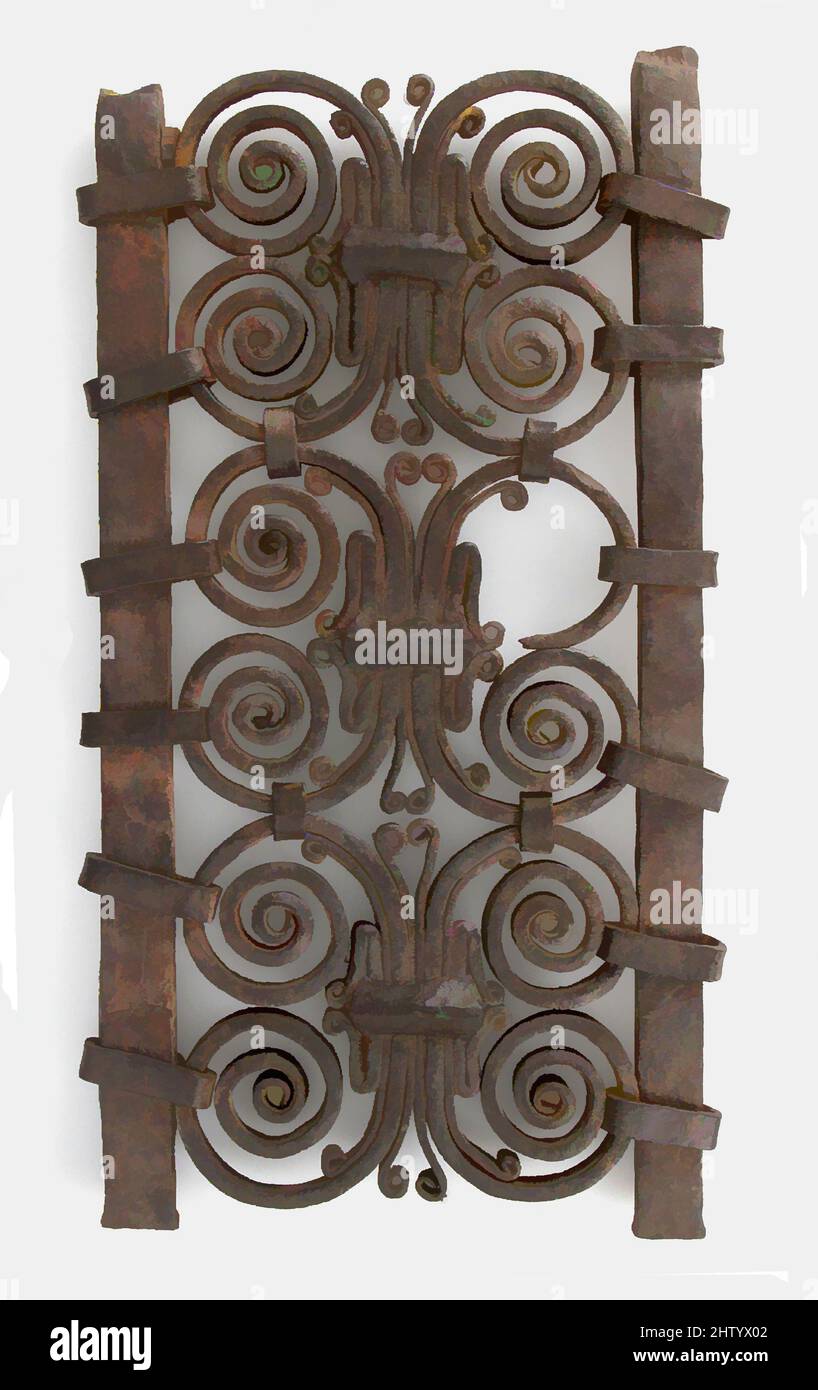 Art inspired by Grill, 12th–13th century, Made in León, Spain, Spanish, Iron, Overall: 19 x 10 3/16 x 1 1/4 in. (48.3 x 25.8 x 3.2 cm), Metalwork-Iron, Classic works modernized by Artotop with a splash of modernity. Shapes, color and value, eye-catching visual impact on art. Emotions through freedom of artworks in a contemporary way. A timeless message pursuing a wildly creative new direction. Artists turning to the digital medium and creating the Artotop NFT Stock Photo