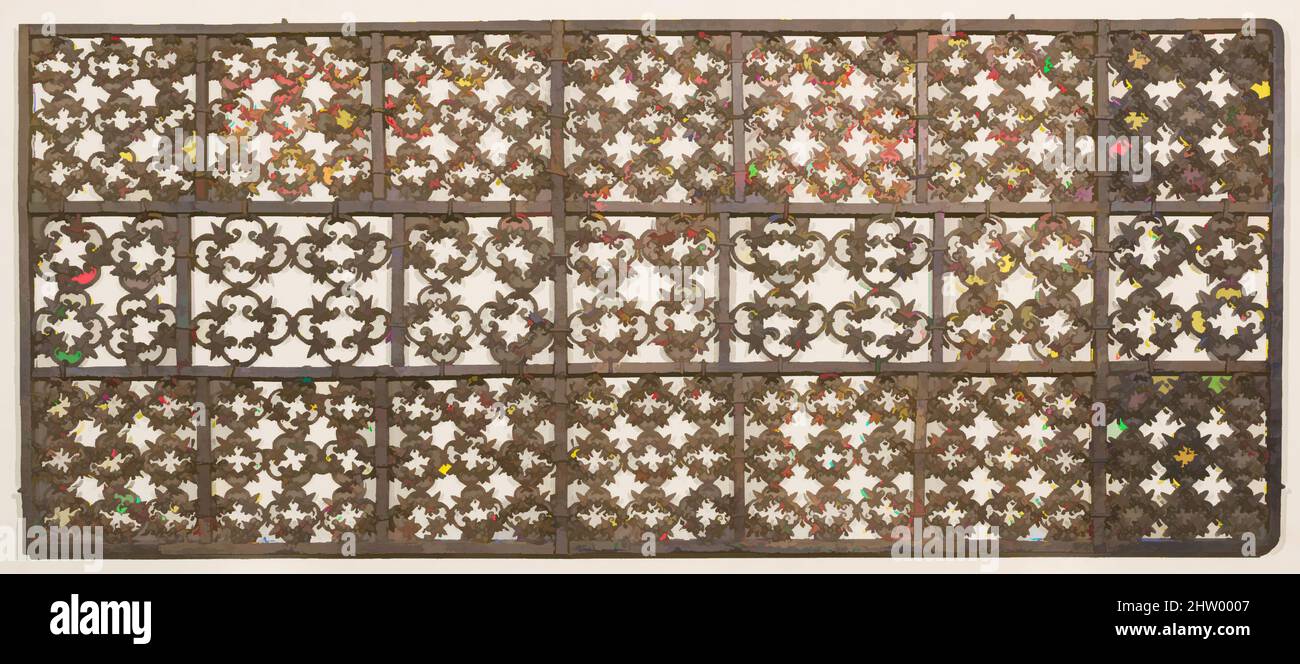 Art inspired by Grille, 16th century, Made in Venice (?), Italy, Italian, Iron, 28 1/2 × 67 3/16 × 1 3/16 in. (72.4 × 170.7 × 3 cm), Metalwork-Iron, Classic works modernized by Artotop with a splash of modernity. Shapes, color and value, eye-catching visual impact on art. Emotions through freedom of artworks in a contemporary way. A timeless message pursuing a wildly creative new direction. Artists turning to the digital medium and creating the Artotop NFT Stock Photo