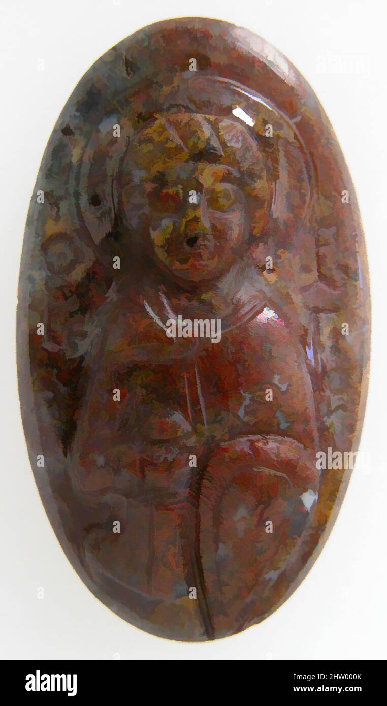 Art inspired by Cameo with Saint George, 1100–1300, Byzantine, Jasper, Overall: 1 1/4 x 11/16 x 5/16 in. (3.2 x 1.8 x 0.8 cm), Lapidary Work-Jasper, Saint George holds a shield and a sword, emphasizing his role as a protector. Expensive cameo and semiprecious hard stone carvings for, Classic works modernized by Artotop with a splash of modernity. Shapes, color and value, eye-catching visual impact on art. Emotions through freedom of artworks in a contemporary way. A timeless message pursuing a wildly creative new direction. Artists turning to the digital medium and creating the Artotop NFT Stock Photo