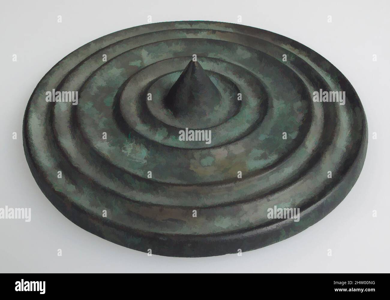 Art inspired by Disk, ca. 1000 B.C., Irish, Copper alloy, Overall: 4 3/4 x 7/8 in. (12.1 x 2.3 cm), Metalwork-Bronze, Classic works modernized by Artotop with a splash of modernity. Shapes, color and value, eye-catching visual impact on art. Emotions through freedom of artworks in a contemporary way. A timeless message pursuing a wildly creative new direction. Artists turning to the digital medium and creating the Artotop NFT Stock Photo