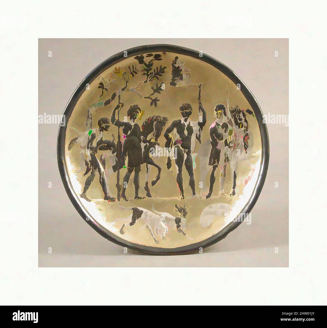 Art inspired by Plate, 19th century, Byzantine, Silver plate, Overall: 11 x 1 1/8 in. (27.9 x 2.9 cm), Reproductions-Metalwork, Classic works modernized by Artotop with a splash of modernity. Shapes, color and value, eye-catching visual impact on art. Emotions through freedom of artworks in a contemporary way. A timeless message pursuing a wildly creative new direction. Artists turning to the digital medium and creating the Artotop NFT Stock Photo