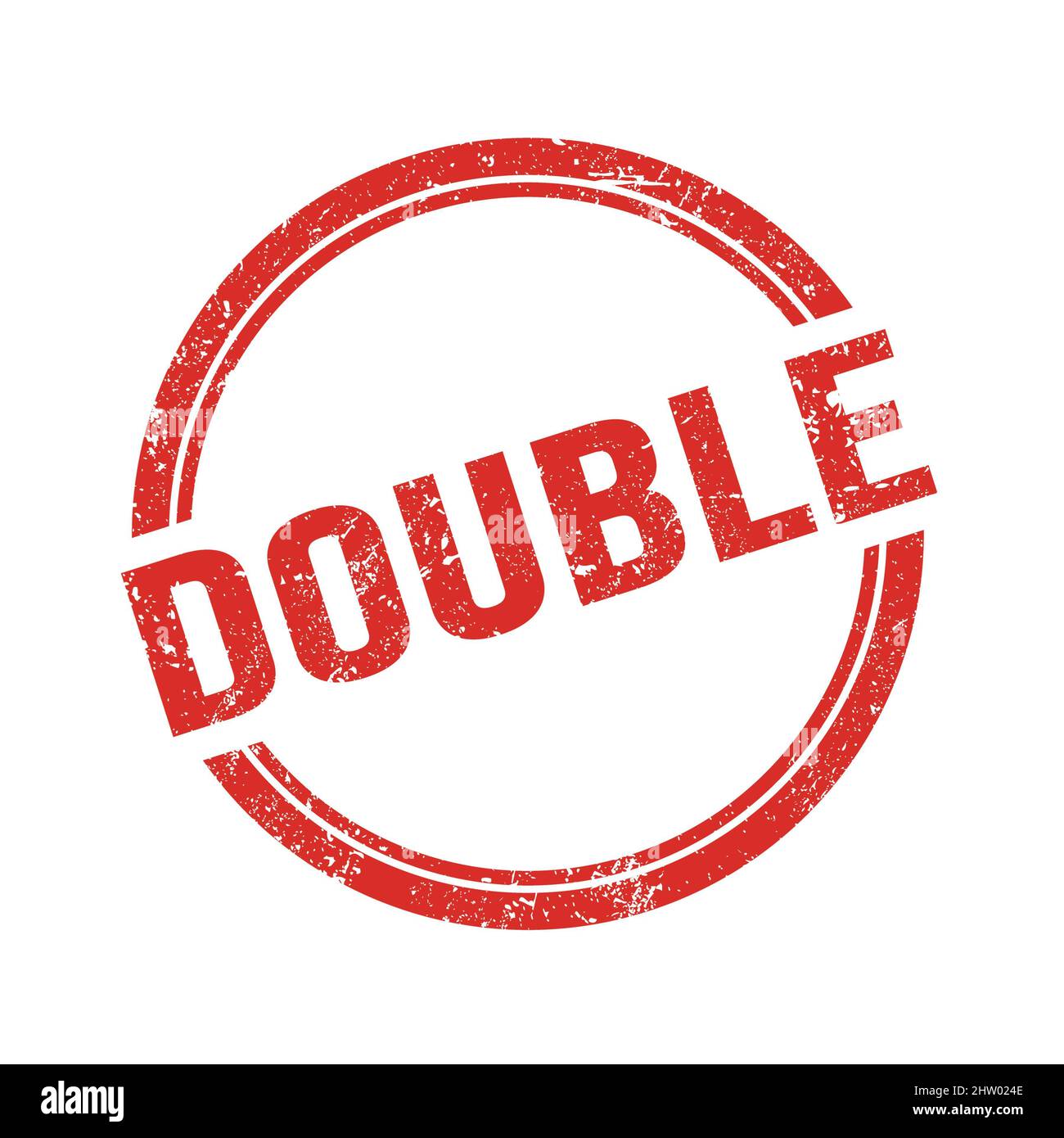 DOUBLE text written on red grungy vintage round stamp Stock Photo - Alamy